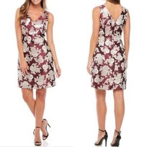Nine West NWT Jacquard Floral V Neck Dress